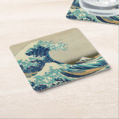 神奈川素晴らし美術の波日本の動/日本 スクエアペーパーコースター (アングル)