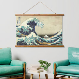 神奈川素晴らし葛飾北斎の波 吊り下げ型タペストリー