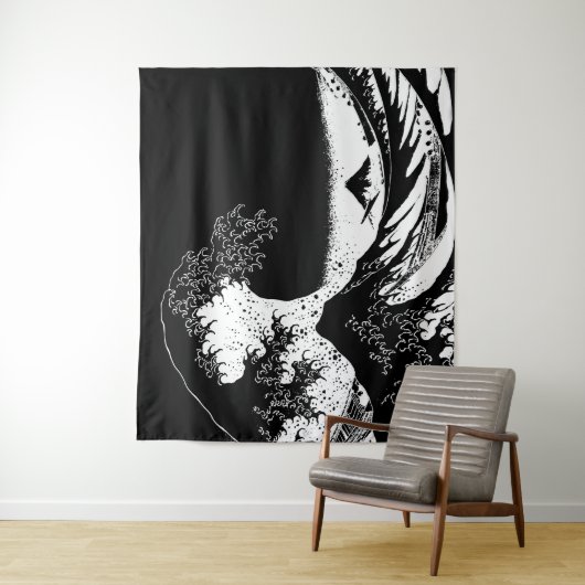 神奈川素晴らし黒白の波 タペストリー (インサイチュ)