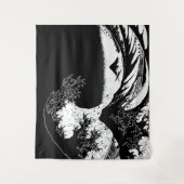 神奈川素晴らし黒白の波 タペストリー (正面)