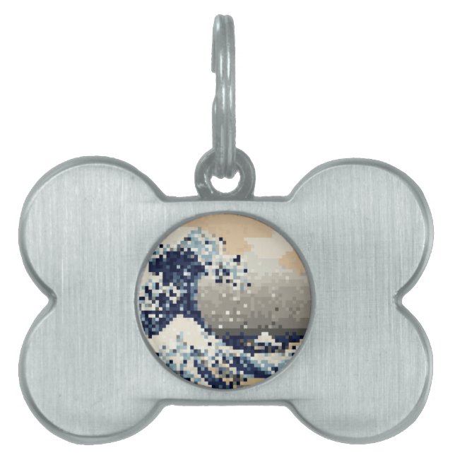 神奈川素晴らし8ビットピクセルアートの波 ペットネームタグ (正面)