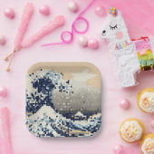 神奈川素晴らし8ビットピクセルアートの波 ペーパープレート (パーティー)