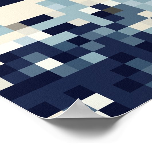 神奈川素晴らし8ビットピクセルアートの波 ポスター (角)