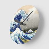 神奈川葛飾北斎の大波 ラウンド壁時計 (傾斜)