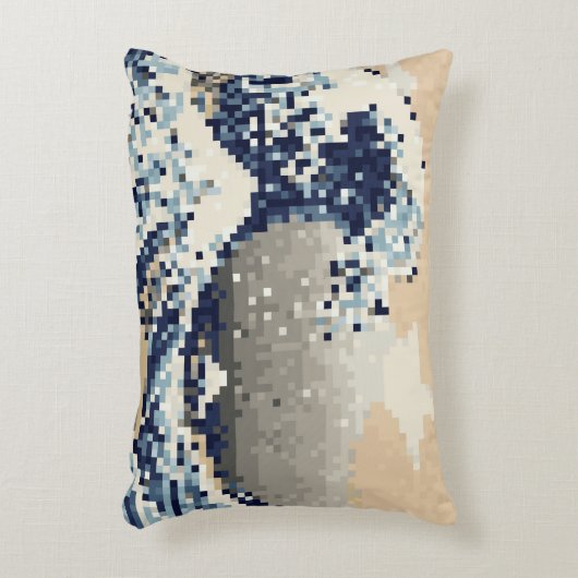 神奈川8ビットピクセル芸術を離れた素晴らしい波 アクセントクッション (正面(垂直))