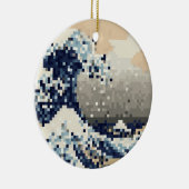 神奈川8ビットピクセル芸術を離れた素晴らしい波 セラミックオーナメント (右)