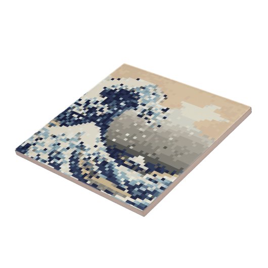 神奈川8ビットピクセル芸術を離れた素晴らしい波 タイル (側面)