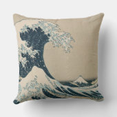 神奈川、富士山の眺めの素晴らしい波 クッション (裏面)