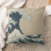 神奈川、富士山の眺めの素晴らしい波 クッション (ブランケット)