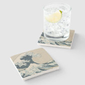 神奈川、富士山の眺めの素晴らしい波 ストーンコースター (横)