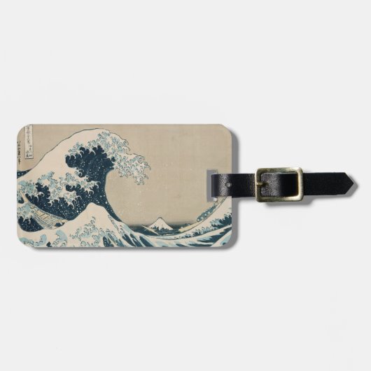 神奈川、富士山の眺めの素晴らしい波 ラゲッジタグ (正面横)
