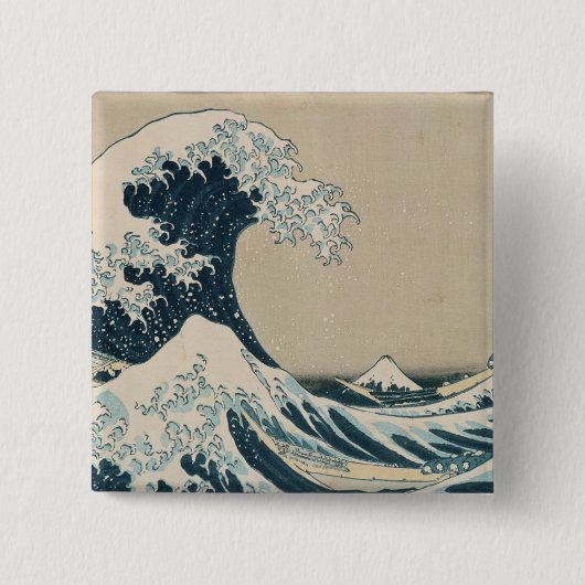 神奈川、富士山の眺めの素晴らしい波 缶バッジ (正面)