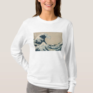 神奈川、富士山の眺めの素晴らしい波 Tシャツ