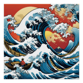 神奈川 日本の大きな波 ポスター