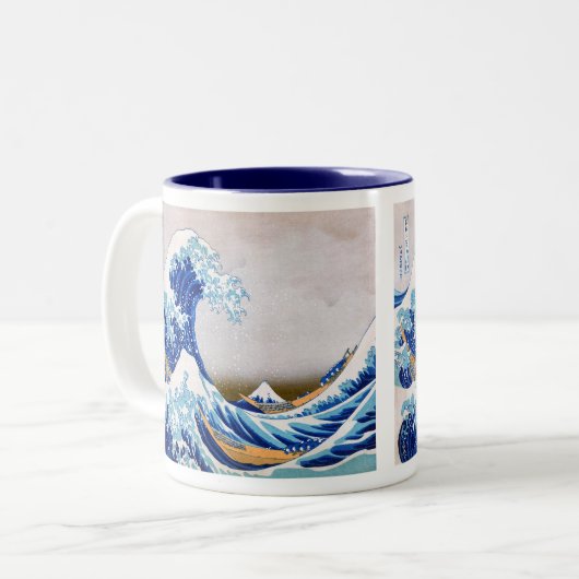神奈川、Hokusaiを離れた素晴らしい波 ツートーンマグカップ (正面左)