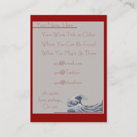 神奈川Chubbieの名刺を離れた素晴らしい波 名刺 (正面)