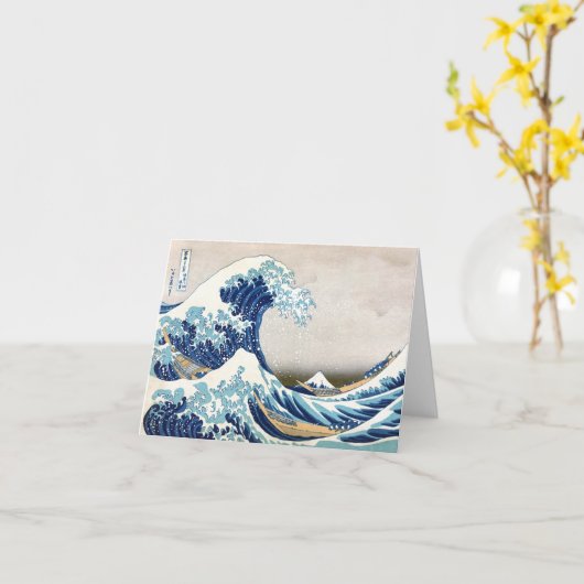 神奈川Hokusaiのファインアートを離れた北斎の素晴らしい波 カード (黄色い花)