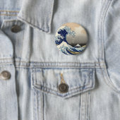 神奈川Katsushikaの津波を離れたHokusaiの素晴らしい波 缶バッジ (インサイチュ)