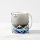 神奈川Katsushika Hokusaiの大きい波 コーヒーマグカップ (正面右)
