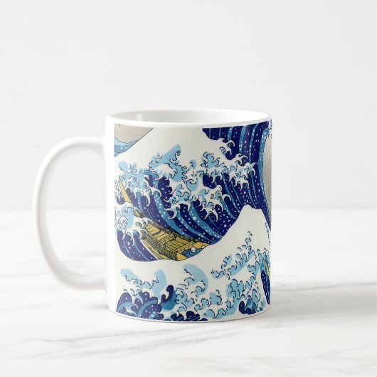 神奈川Katsushika Hokusaiの大きい波 コーヒーマグカップ (左)