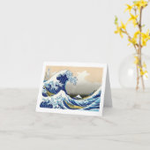 神奈川Katsushika Hokusaiを離れた大きい波 カード (黄色い花)