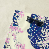 神奈素晴らし川とヤシの木の波 ビーチタオル (インサイチュ)