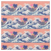 神奈素晴らし川とヤシの木の波 ファブリック (見本)