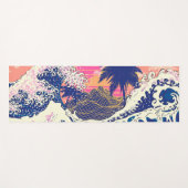 神奈素晴らし川とヤシの木の波 ヨガマット (正面(横))