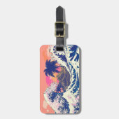 神奈素晴らし川とヤシの木の波 ラゲッジタグ (正面縦)