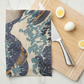 『神奈素晴らし川の波』 キッチンタオル (四つ折り)