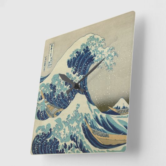 『神奈素晴らし川の波』 スクエア壁時計 (傾斜)