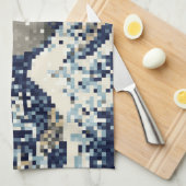 『神奈素晴らし川の8ビットピクセルアートの波』 キッチンタオル (四つ折り)