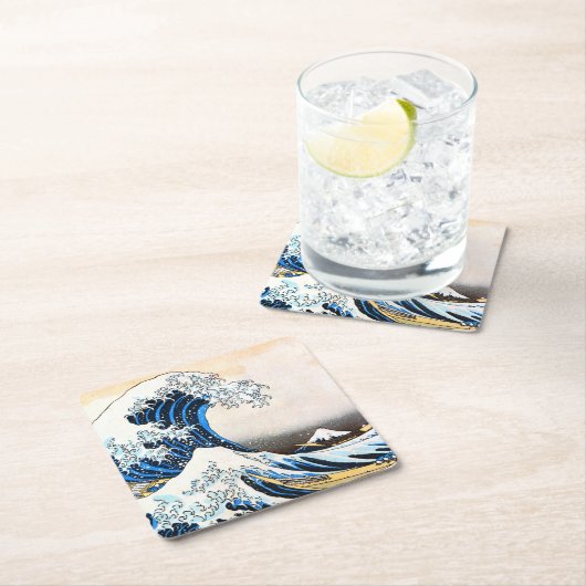 神奈素晴らし川沖北斎 スクエアペーパーコースター (インサイチュ)