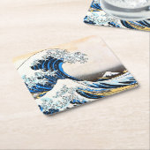 神奈素晴らし川沖北斎 スクエアペーパーコースター (アングル)