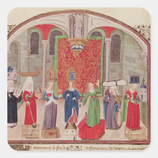 神学と（鳥）ショウジョウコウカンチョウの美徳 スクエアシール (正面)