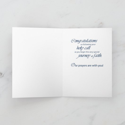 神学校に入る木製の十字架 カード (内部)