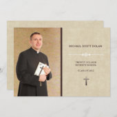 神学校の卒業のカスタムな写真の発表 招待状 (正面/裏面)