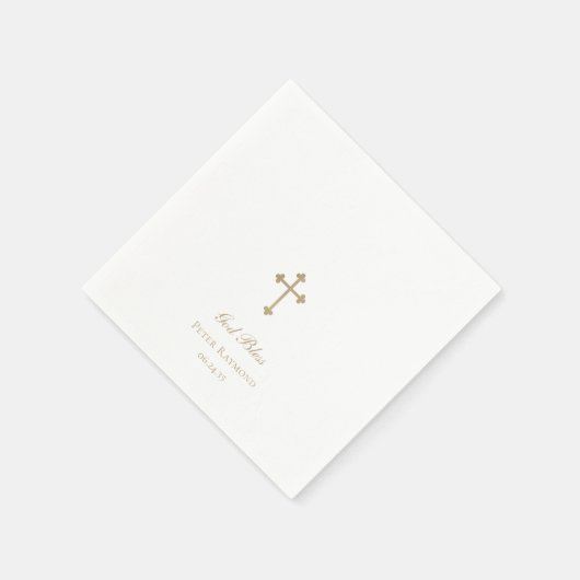 神恵み金ゴールドクロスボーイバプテスマ スタンダードカクテルナプキン (角)