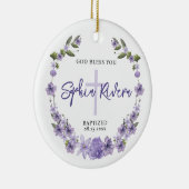 神恵み《キリスト教》洗礼式や命名式ガールパープルフラワーズ セラミックオーナメント (右)