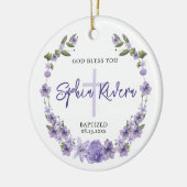 神恵み《キリスト教》洗礼式や命名式ガールパープルフラワーズ セラミックオーナメント (左)