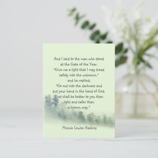 神感動的の御手に詩の引用文 ポストカード (スタンド正面)