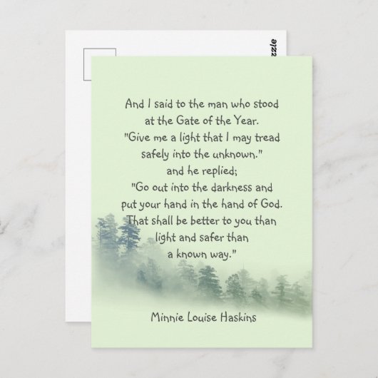 神感動的の御手に詩の引用文 ポストカード (正面/裏面)