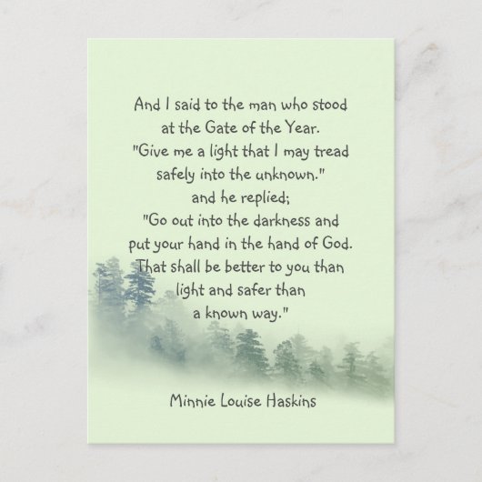 神感動的の御手に詩の引用文 ポストカード (正面)