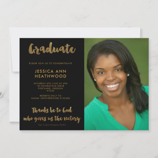 神感謝していに行くクリスチャン写真卒業会 招待状 (正面)