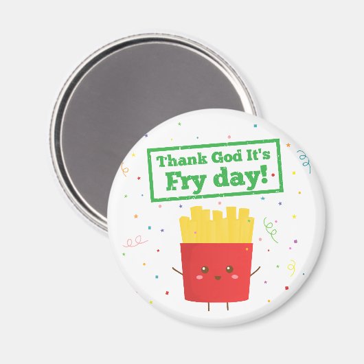 神感謝していフライの日だ!かわいいフライフランスので マグネット (正面/裏面)