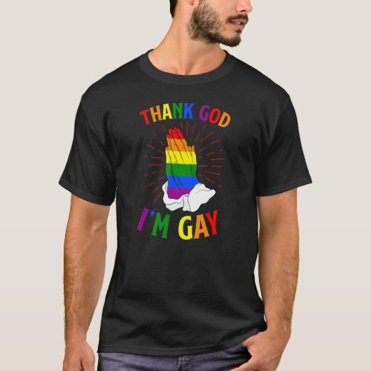 神感謝してい私はゲイLgbtqキリスト教ゲイプライド教会 Tシャツ (正面)