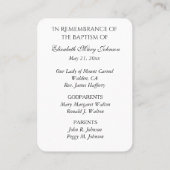 神慈悲バプテスマ記憶祈りの言葉 プレイスカード (裏面)