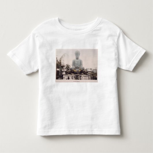 神戸のDaibutsu、c.1880 (手によって着色される卵白pr トドラーTシャツ (正面)