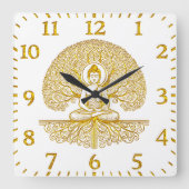 神木の下の仏 スクエア壁時計 (正面)