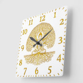 神木の下の仏 スクエア壁時計 (傾斜)